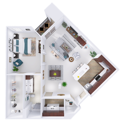a floor plan of a house with a bedroom and a living room